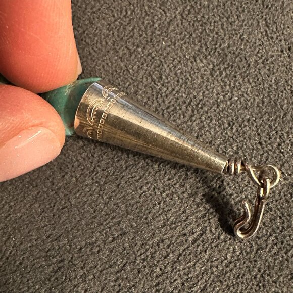 Turquoise Nugget Necklace With Sterling Silver Cone Clasp Native American - Picture 10 of 13